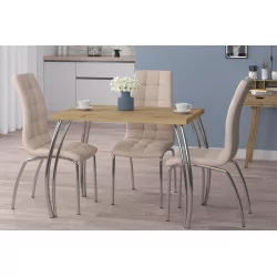 Table Arcadia Compact – Chêne artisanal & chrome Golddeco