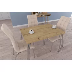 Table Arcadia Compact – Chêne artisanal & chrome Golddeco