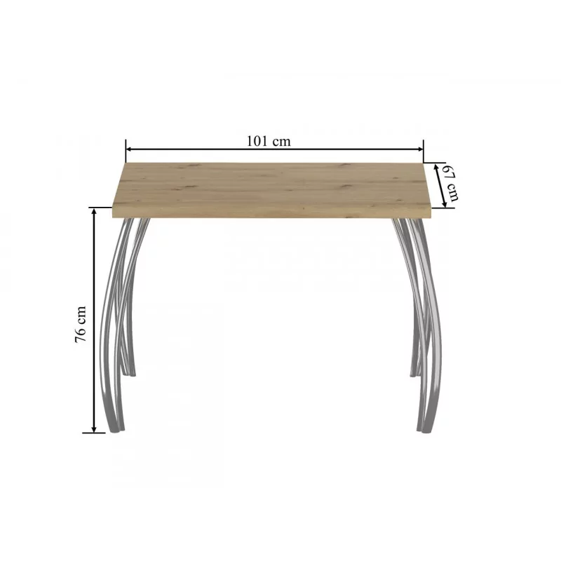 Table Arcadia Compact – Chêne artisanal & chrome Golddeco