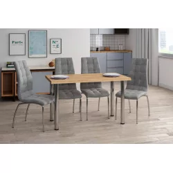 Table Milano – Chêne doré & pieds chromés Golddeco