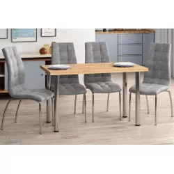 Table Milano – Chêne doré & pieds chromés Golddeco