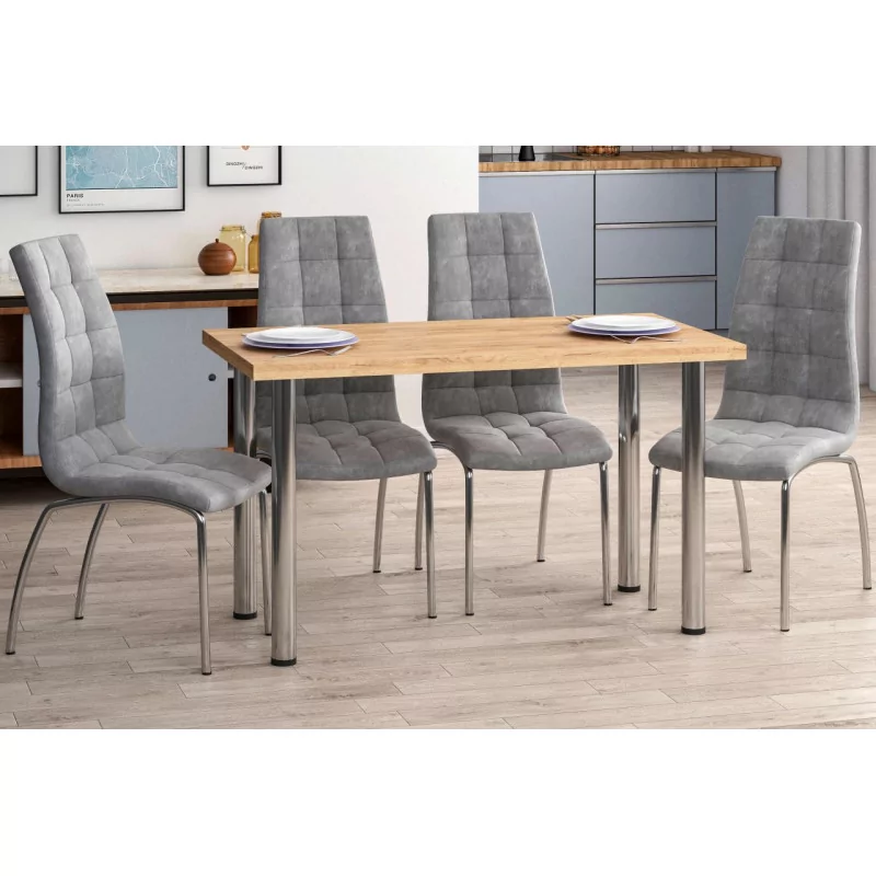 Table Milano – Chêne doré & pieds chromés Golddeco