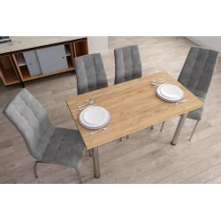 Table Milano – Chêne doré & pieds chromés Golddeco