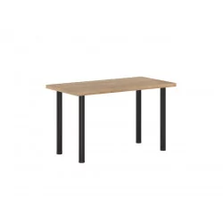 Table Milano Noir – Pieds métalliques ronds & plateau aspect chêne doré