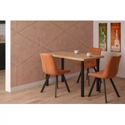 Table Milano Noir – Chêne doré & métal Golddeco