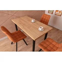 Table Milano Noir – Chêne doré & métal Golddeco