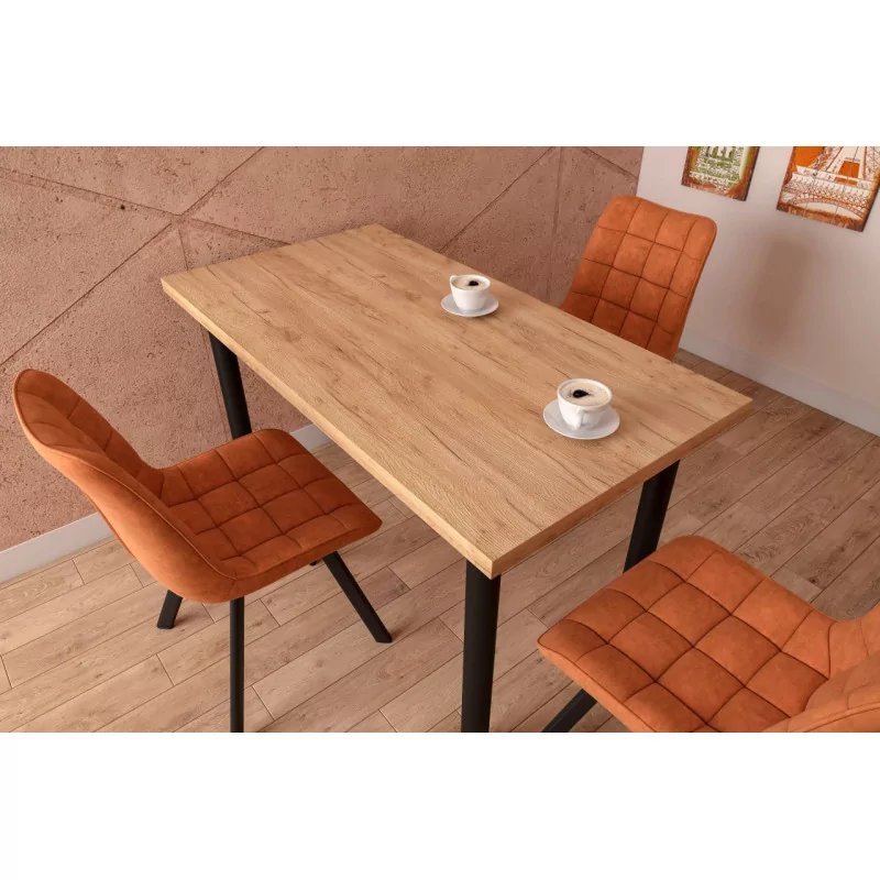 Table Milano Noir – Chêne doré & métal Golddeco