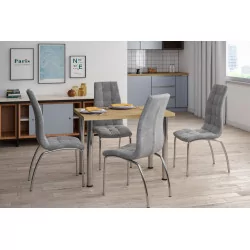 Table Milano Compact – Chêne artisanal & chrome Golddeco