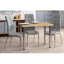 Table Milano Compact – Chêne artisanal & chrome Golddeco