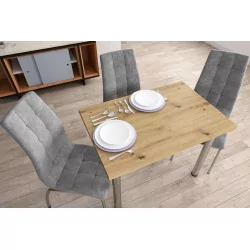 Table Milano Compact – Chêne artisanal & chrome Golddeco