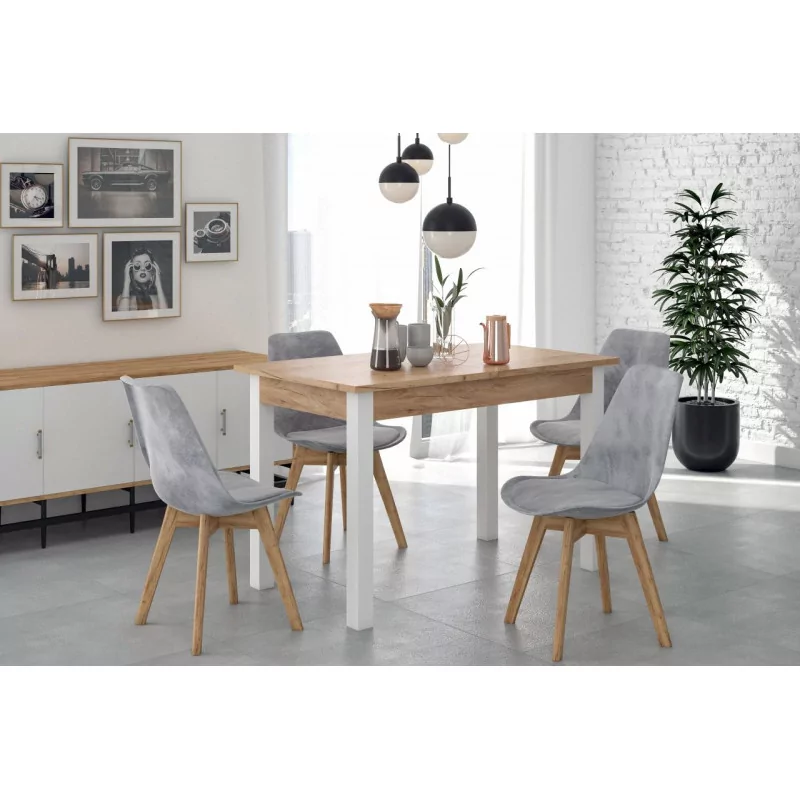Table Extensible Milano Blanc & Chêne Doré Golddeco