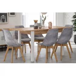 Table Extensible Milano Blanc & Chêne Doré Golddeco