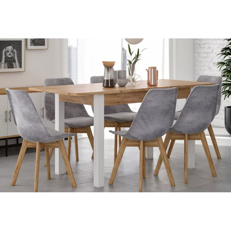 Table Extensible Milano Blanc & Chêne Doré Golddeco