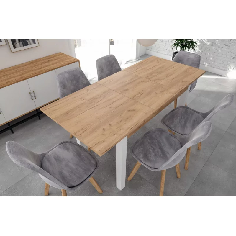 Table Extensible Milano Blanc & Chêne Doré Golddeco