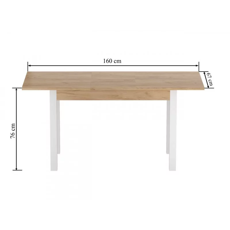 Table Extensible Milano Blanc & Chêne Doré Golddeco