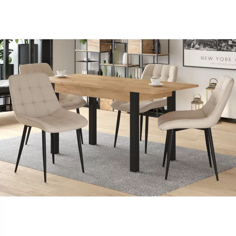 Table Extensible Milano Noir & Chêne Doré Golddeco