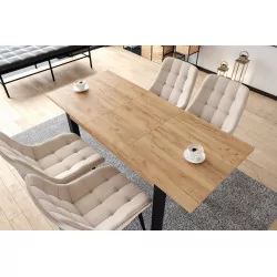 Table Extensible Milano Noir & Chêne Doré Golddeco