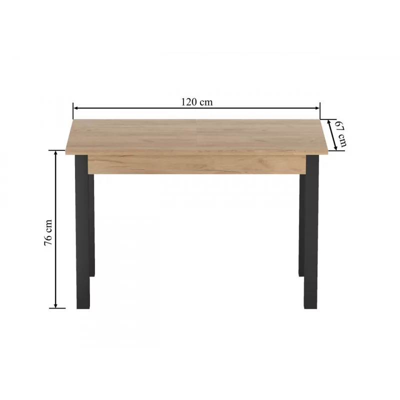 Table Extensible Milano Noir & Chêne Doré Golddeco