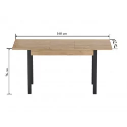 Table Extensible Milano Noir & Chêne Doré Golddeco