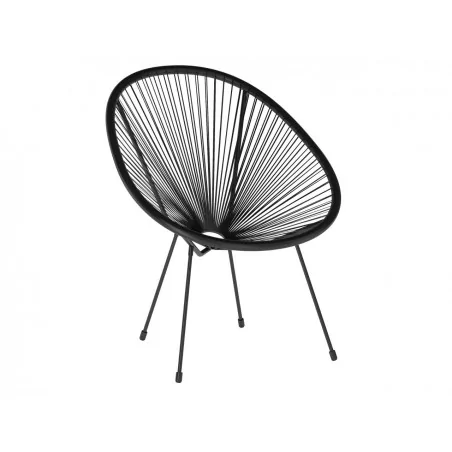 Fauteuil Lounge Noir en Technorattan – Look Design et Léger | Golddeco