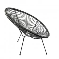 Fauteuil Lounge Noir en Technorattan – Look Design et Léger | Golddeco