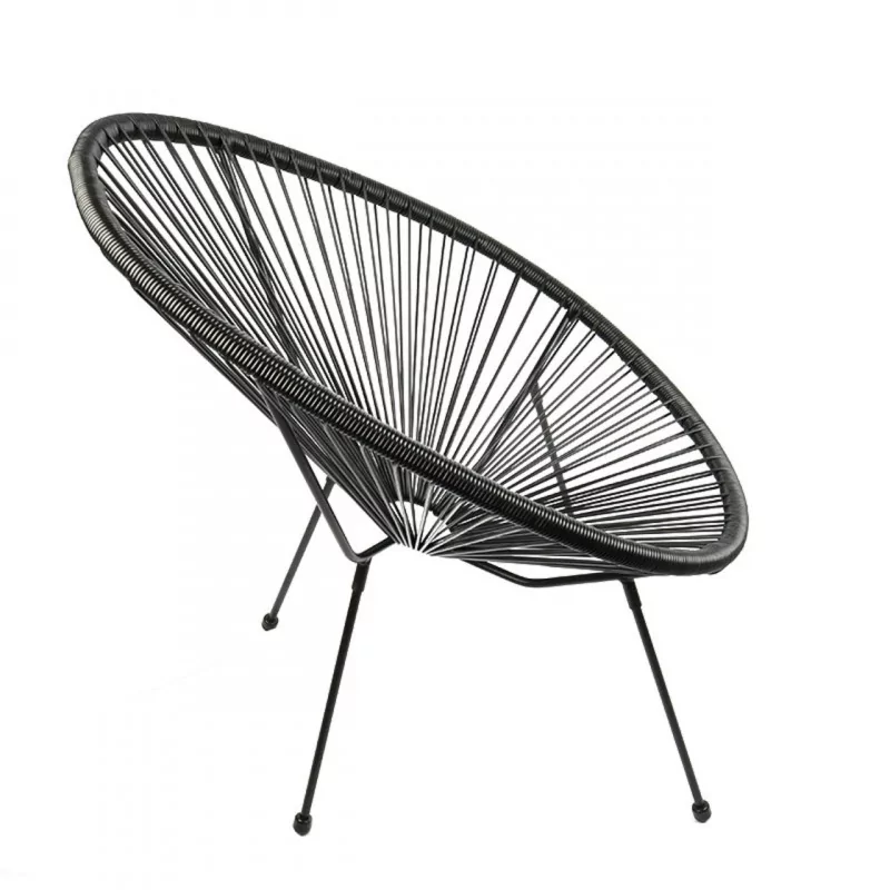 Fauteuil Lounge Noir en Technorattan – Look Design et Léger | Golddeco