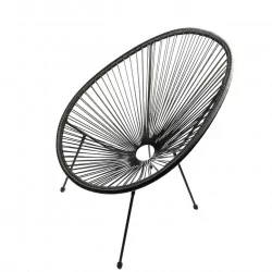 Fauteuil Lounge Noir en Technorattan – Look Design et Léger | Golddeco