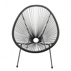 Fauteuil Lounge Noir en Technorattan – Look Design et Léger | Golddeco