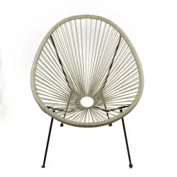 Fauteuil Lounge Beige en Technorattan – Élégance Naturelle | Golddeco