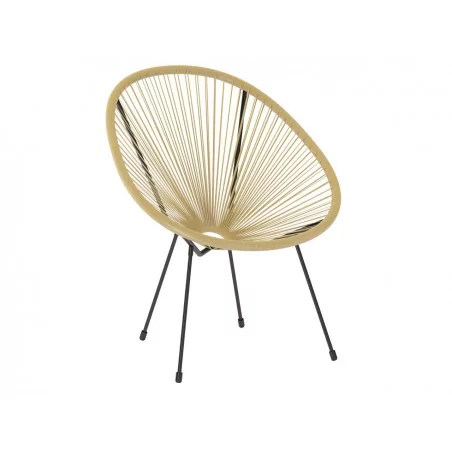 Fauteuil Lounge en Technorattan Naturel – Style Décontracté & Élégant