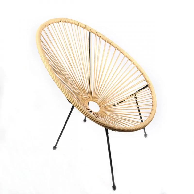 Fauteuil Lounge en Technorattan Naturel – Style Décontracté & Élégant