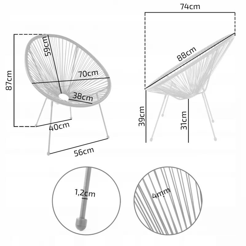 Fauteuil Lounge en Technorattan Naturel – Style Décontracté & Élégant