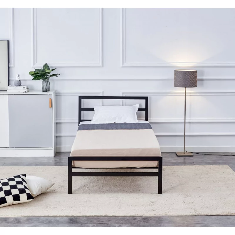 Lit en métal 90x200 noir – design moderne et durable | Golddeco
