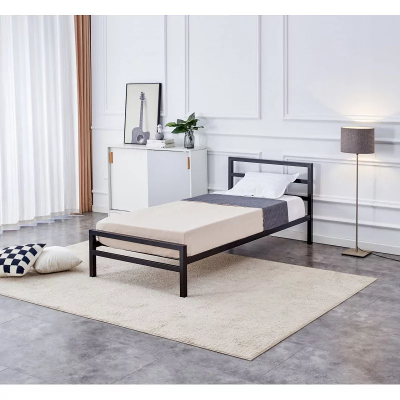 Lit en métal 90x200 noir – design moderne et durable | Golddeco