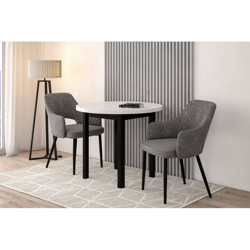 Table Ronde Siena Blanc & Noir – Design Contemporain Golddeco