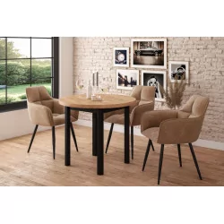 Table Ronde Ravenna Chêne Doré & Noir – Style Industriel