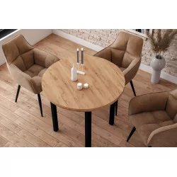 Table Ronde Ravenna Chêne Doré & Noir – Style Industriel