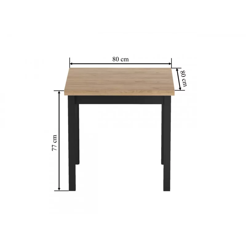 Table Carrée Torino Chêne Doré & Noir – Industrielle