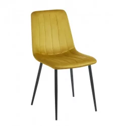 Chaise Colins velours curry – Design rétro & confort Golddeco