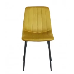 Chaise Colins velours curry – Design rétro & confort Golddeco