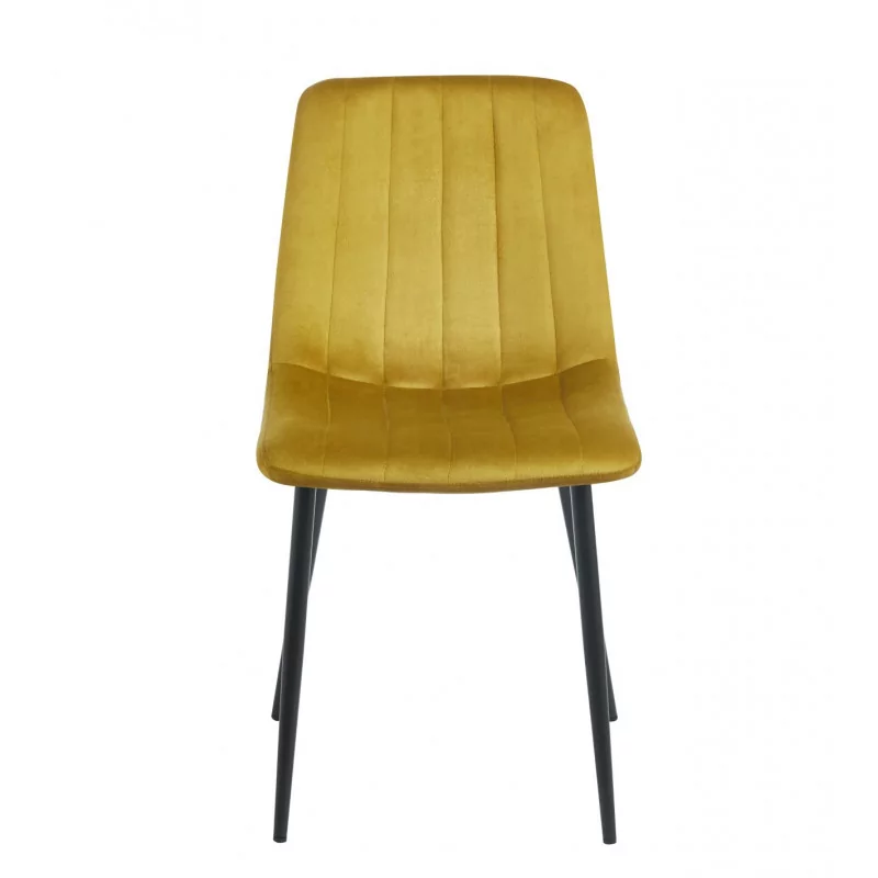 Chaise Colins velours curry – Design rétro & confort Golddeco