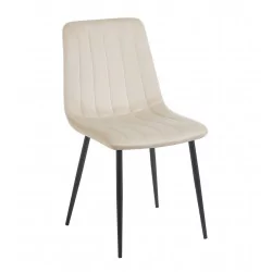 Chaise Colins en velours beige – Pieds métal noir