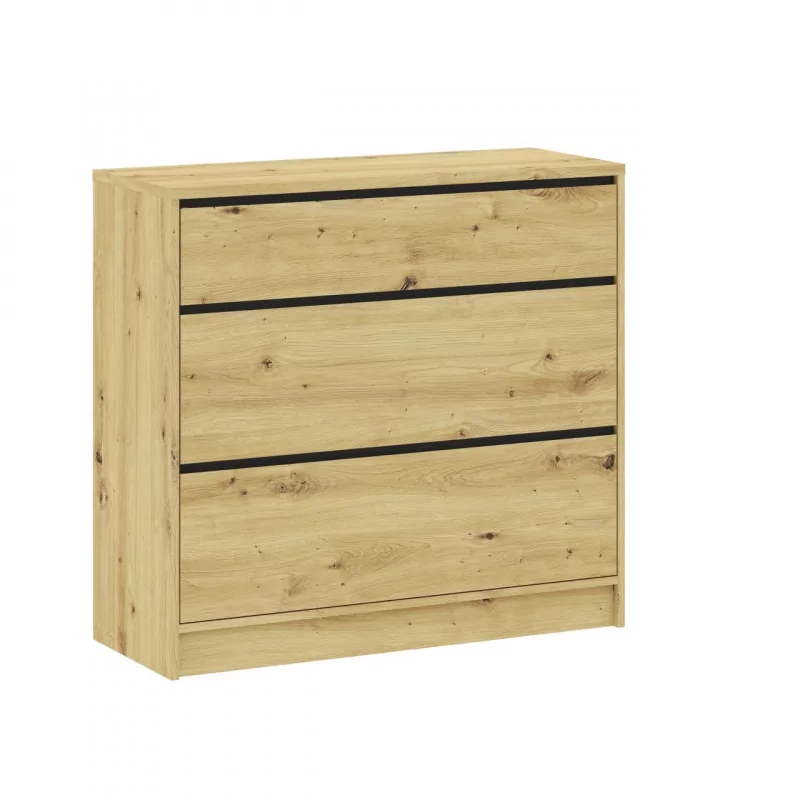 Commode LORIS 3 tiroirs – aspect chêne artisanal | Design naturel & pratique | Golddeco
