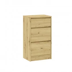 Commode LORIS Slim – 3 tiroirs aspect chêne artisanal