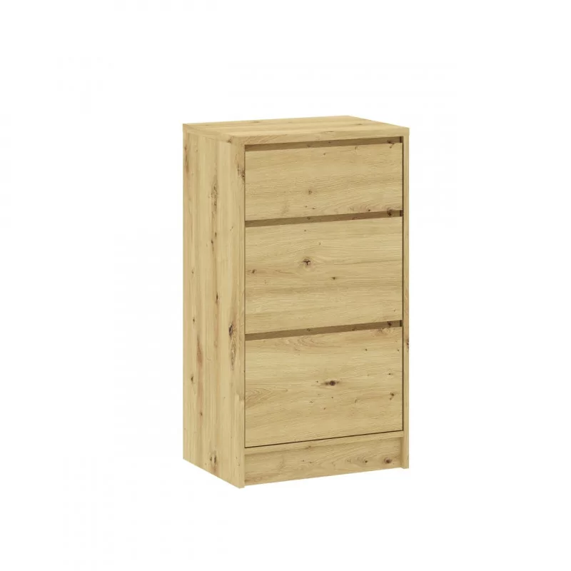 Commode LORIS Slim 3 tiroirs – aspect chêne artisanal | Design compact & naturel | Golddeco