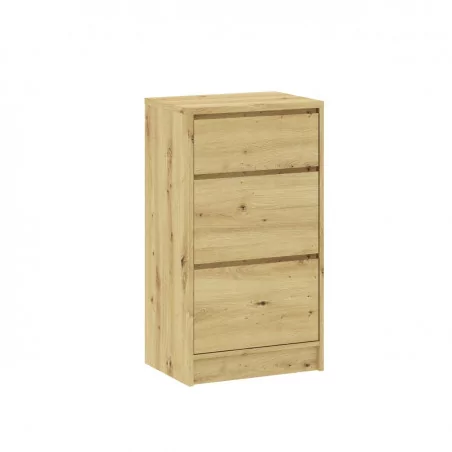Commode LORIS Slim 3 tiroirs – aspect chêne artisanal | Design compact & naturel | Golddeco