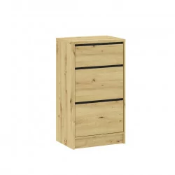 Commode LORIS Slim 3 tiroirs – aspect chêne artisanal | Design compact & naturel | Golddeco