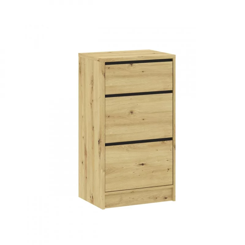 Commode LORIS Slim 3 tiroirs – aspect chêne artisanal | Design compact & naturel | Golddeco