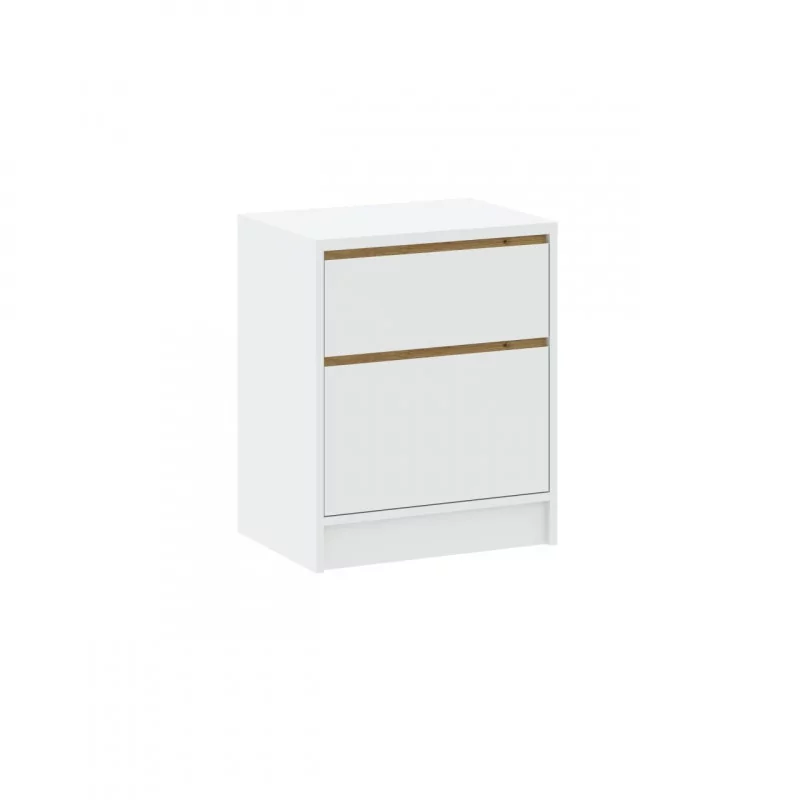 Table de chevet blanche – 2 finitions incluses (blanc et chêne artisanal) | Golddeco