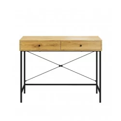 Bureau chêne naturel et métal noir – design industriel avec tiroirs | Golddeco